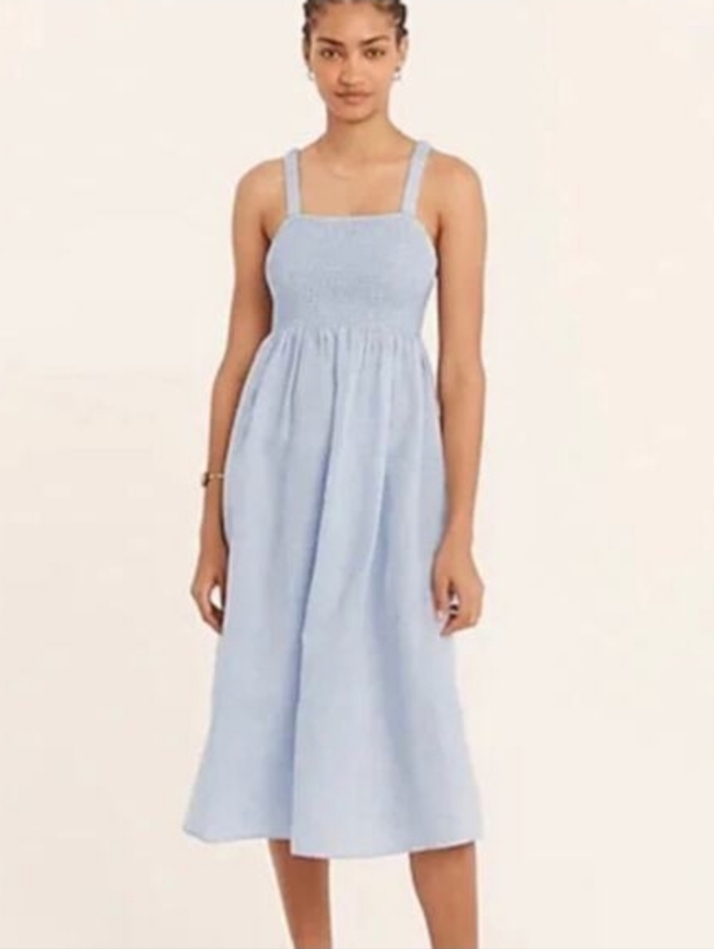 J. Crew Light Blue Smocked Midi Sundress